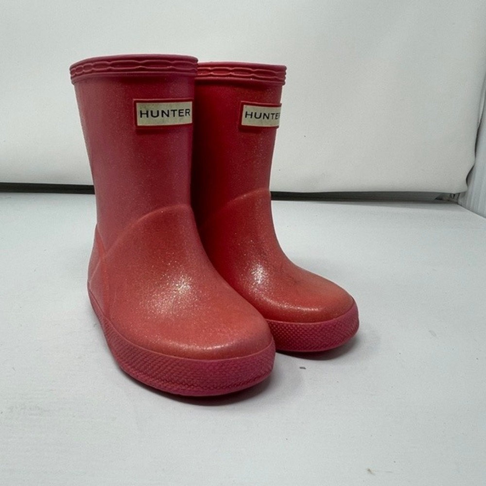Hunter Kids First Classic Glitter Rain Boots Pink Waterproof Size 5 Toddler